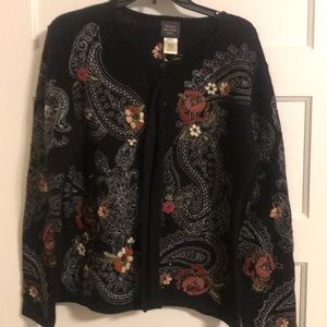 Susan Bristol Hand-Embroidered Wool Cardigan